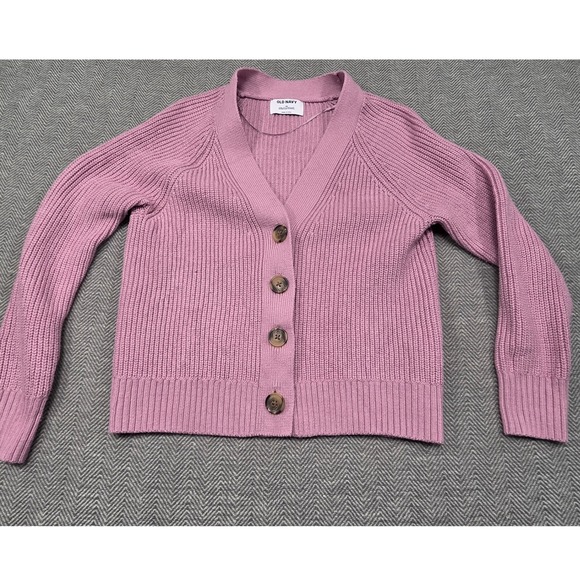 Old Navy Sweaters - Old Navy Womens XS Mauve Pink Ribbed Shaker Knit V-Neck Button Front Cardigan